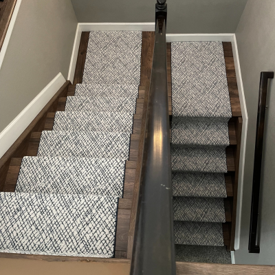 gray patterned stair runner